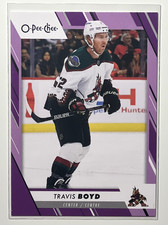 23/24 OPC Arizona Coyotes Travis Boyd Purple Border card #337 Ltd SSP #47/49