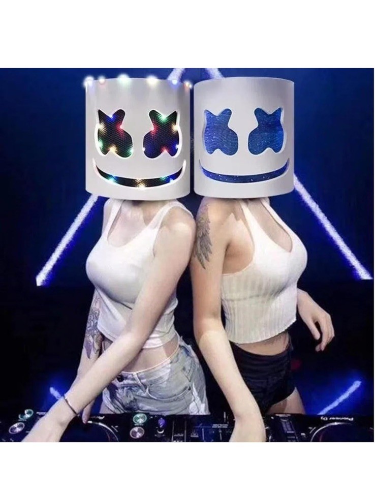 DJ MarshMello Smile Rainbow LED Mask EVA Foam Helmet EDC Halloween