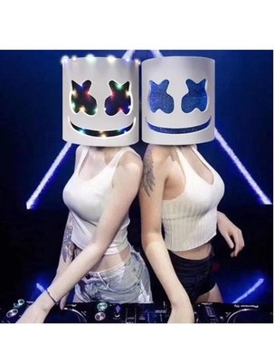 DJ MarshMello Smile Rainbow LED Mask EVA Foam Helmet EDC Halloween