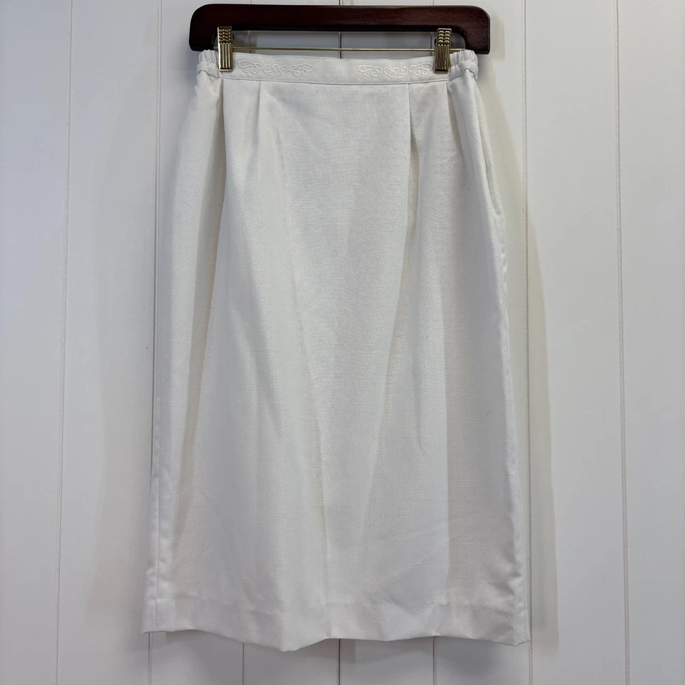 Traje Falda Vintage Morgan Miller Mujer Clásico Festoneado 2 piezas Talla 8 Granncore Foto 4 de 4