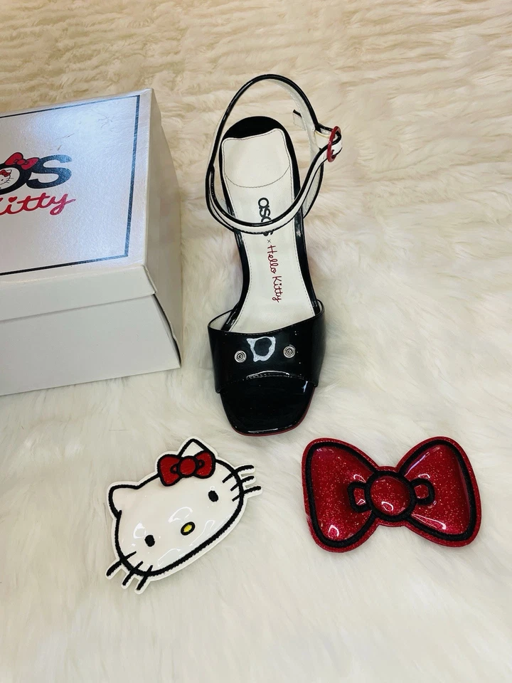 RARO ASOS x Hello Kitty Brillo Bloque Tacones Altos Top Cambiable Mujer EE. UU. Talla 8 Foto 4 de 4