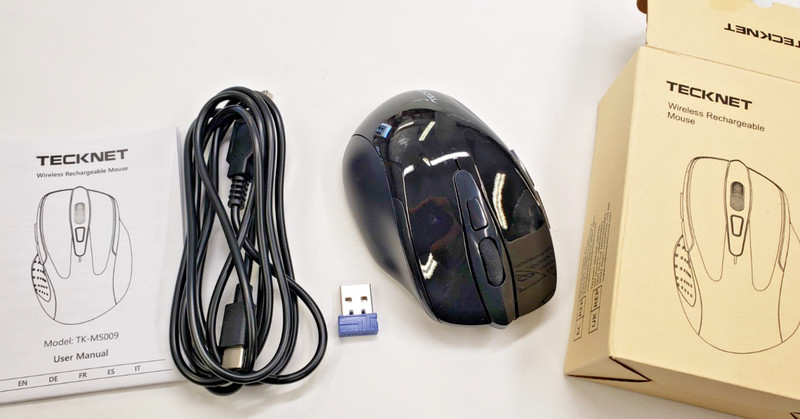 TECKNET Wireless Mouse (2.4G) USB Black for PC MAC. TK-MS009 Rechargeable.