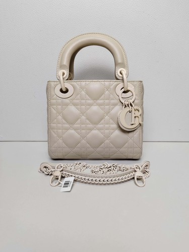 Dior Lady Dior Mini Top Handle Tote Bag Matte White Leather Cannage[Duties Paid] - Picture 1 of 20