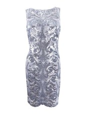 Calvin Klein Women's Sequined Sheath Dress 4, Silver