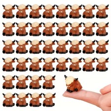 30Pcs Mini Resin Highland Cow Figurines Bulk Mini Cow Figurines Cute Resin Cows