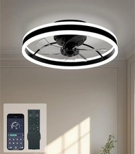 Image of Alljia Smart Ceiling Fans with Lights Flush Mount Reversible 6-Speed LED Ceiling