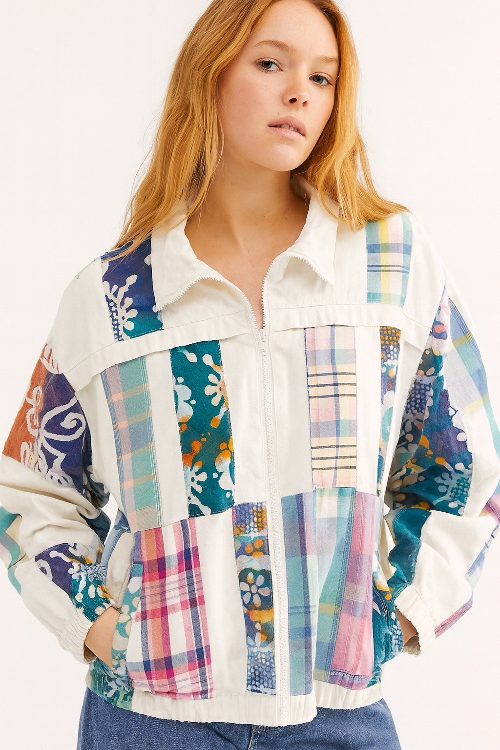 Vintage Patchit Jacket S 100% Cotton Patchwork Zi… - image 1