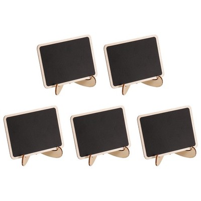 5 x Mini Chalkboard Signs Small Blackboard Labels with Stand Wooden Square
