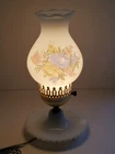 Vintage Milk Glass Hurricane Lamp Hobnail Hand Painted Floral Turn Knob