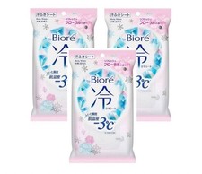 3 PACKS SET Biore Hiyashi Cooling Body Wipes -3C Refresh Floral Japan New Auth