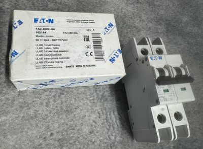 EATON  FAZ-D6/2-NA, FAZD6/2NA, 102184, 6A 2P 480Y/277VAC Circuit Breaker