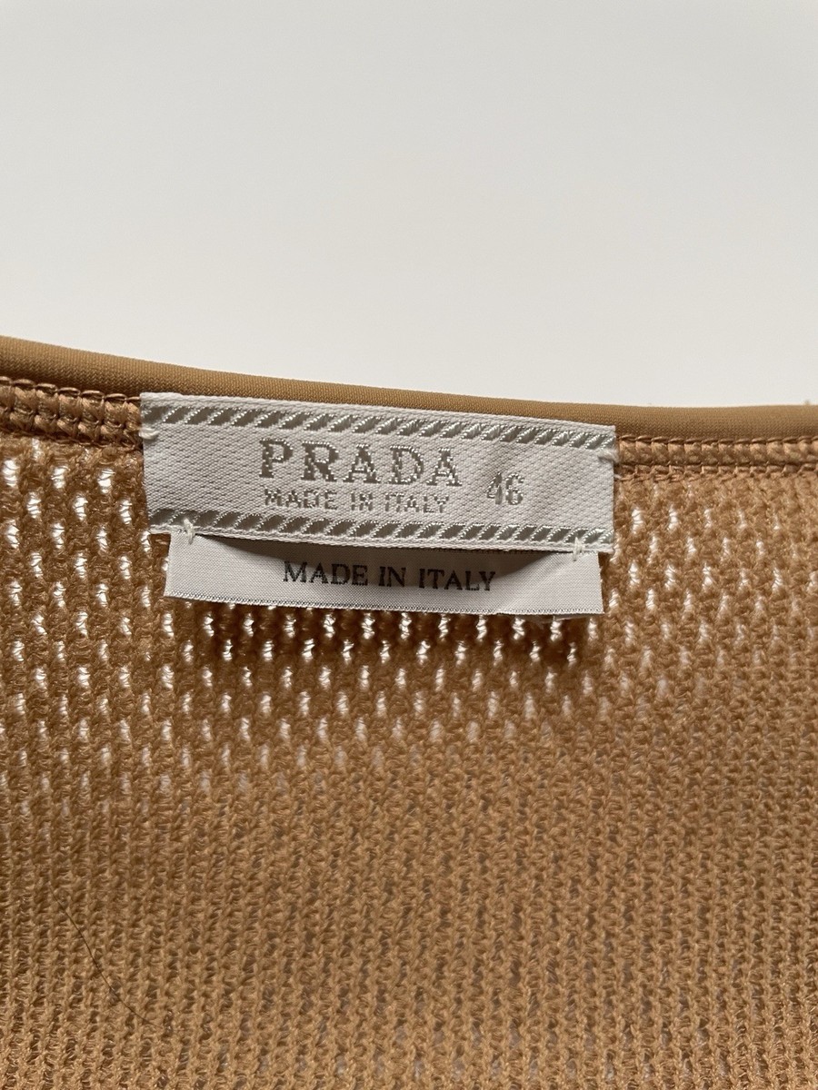 Vintage Archive Prada Fall 1999 Tan Camel Mesh Long Sleeve Shirt