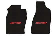 Lloyd Berber Front Carpet Mats for '82-89 Dodge Charger w/Red on Black Daytona