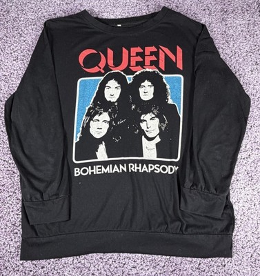 Queen Bohemian Rhapsody Long Sleeve Shirt Black Graphic Rock Band Top 