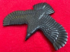 Magical Carved  Jet Large Flying Raven ~ Crow Shamanic Power Pendant