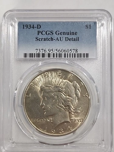 1934-D Silver Peace Dollar PCGS AU Detail