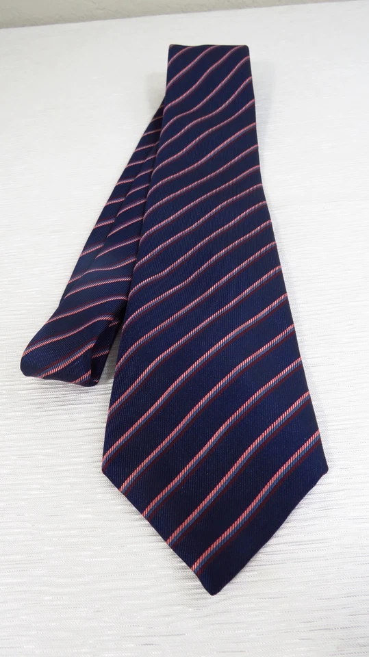 Corbata de lujo para hombre Shaun Gordon a medida Inglaterra azul a rayas seda! Foto 3 de 4