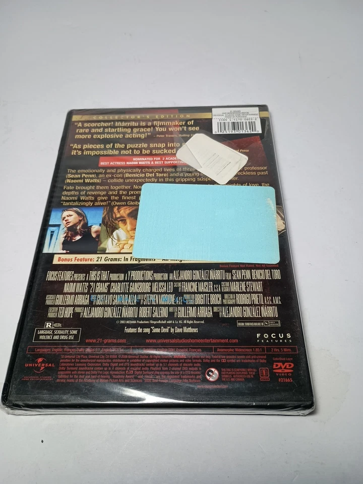 21 Grams DVD Sean Penn Benecio Del Toro Naomi Watts Brand New Sealed - Image 3 of 4