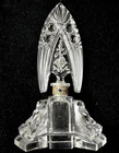Art Deco perfume bottle ,cut Czech crystal with applied filigree and inlay