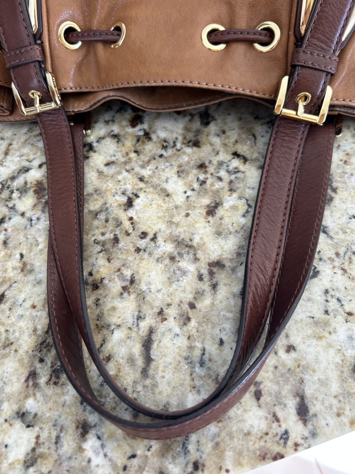 Authentic Michael Kors Rare Vintage Draw String Leather Tote Bag image 4