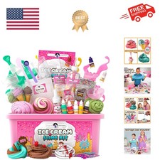 Ice Cream Slime Kit for Girls, DIY Cherry-Scented Slime Making Set with 31 Pi...