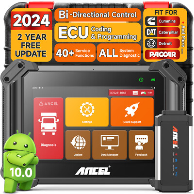 ANCEL V6 HD Diesel OBD Diagnostic Scanner Heavy Duty Truck DPF Regen ECU Coding
