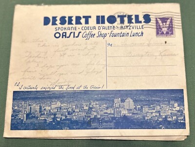 1944 Spokane Washington Desert Hotel menu - Vic Dessert Radio KHQ Friday Nights