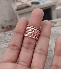 100 Red Copper Set Of 8 Copper Twisted Hammered Women's Band Ring  AK3094