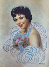 Bead Embroidery Kit Beautiful Girl DIY Craft Printed Canvas ta-240