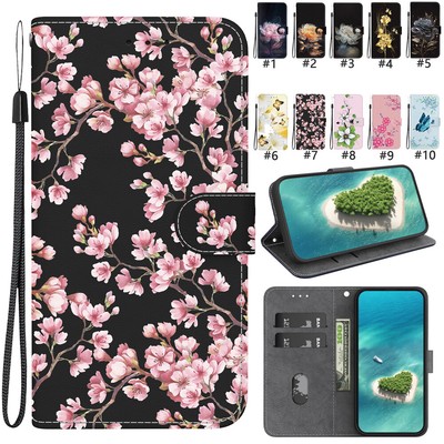 For Samsung Galaxy J7 J6 J5 J4 Creative Painted Flower Pattern Wallet Phone Case