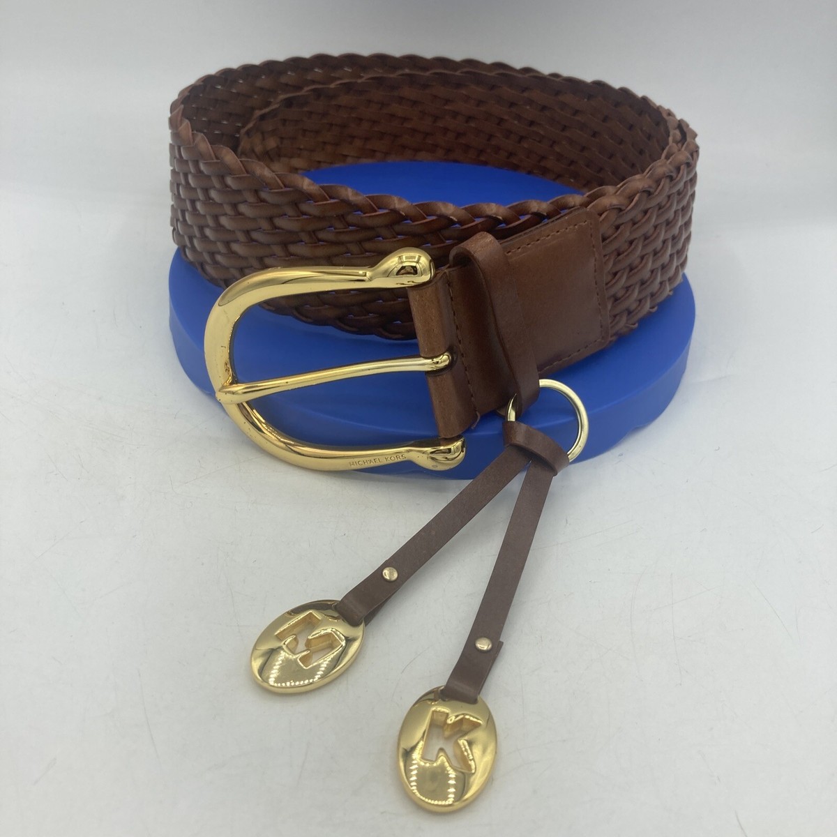 Michael Kors Wide Leather Logo Buckle Belt Michel Kors Vintage Genuine Leather Brown Belt With Gold  main image 4
