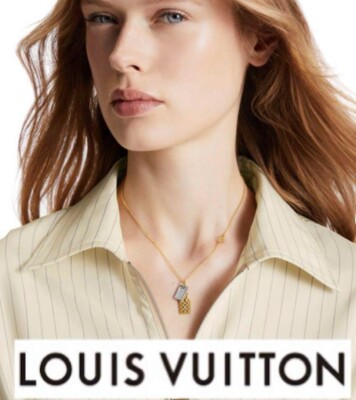 LOUIS VUITTON M63141 Collier Nanogram Miniature Name Tag Gold