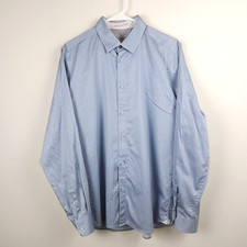 Ted Baker Shirt Men 5 Blue Checkered Clover Cotton Spandex Button Up Long Sleeve