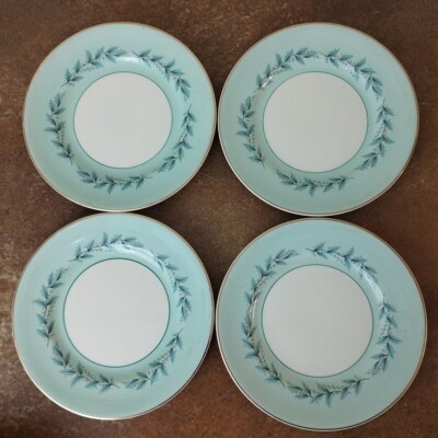 4er Set, 40er Jahre, Johnson Bros, türkis ''Brautblatt'' Beilagenteller, 18 cm 