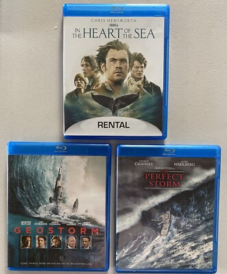 Geostorm - Blu-Ray/DVD + In the Heart of the Sea + The Perfect Storm - LIKE NEW