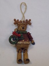Reindeer Resin Ornament Christmas Tree Holiday Decoration Faux Wood Cabin Look