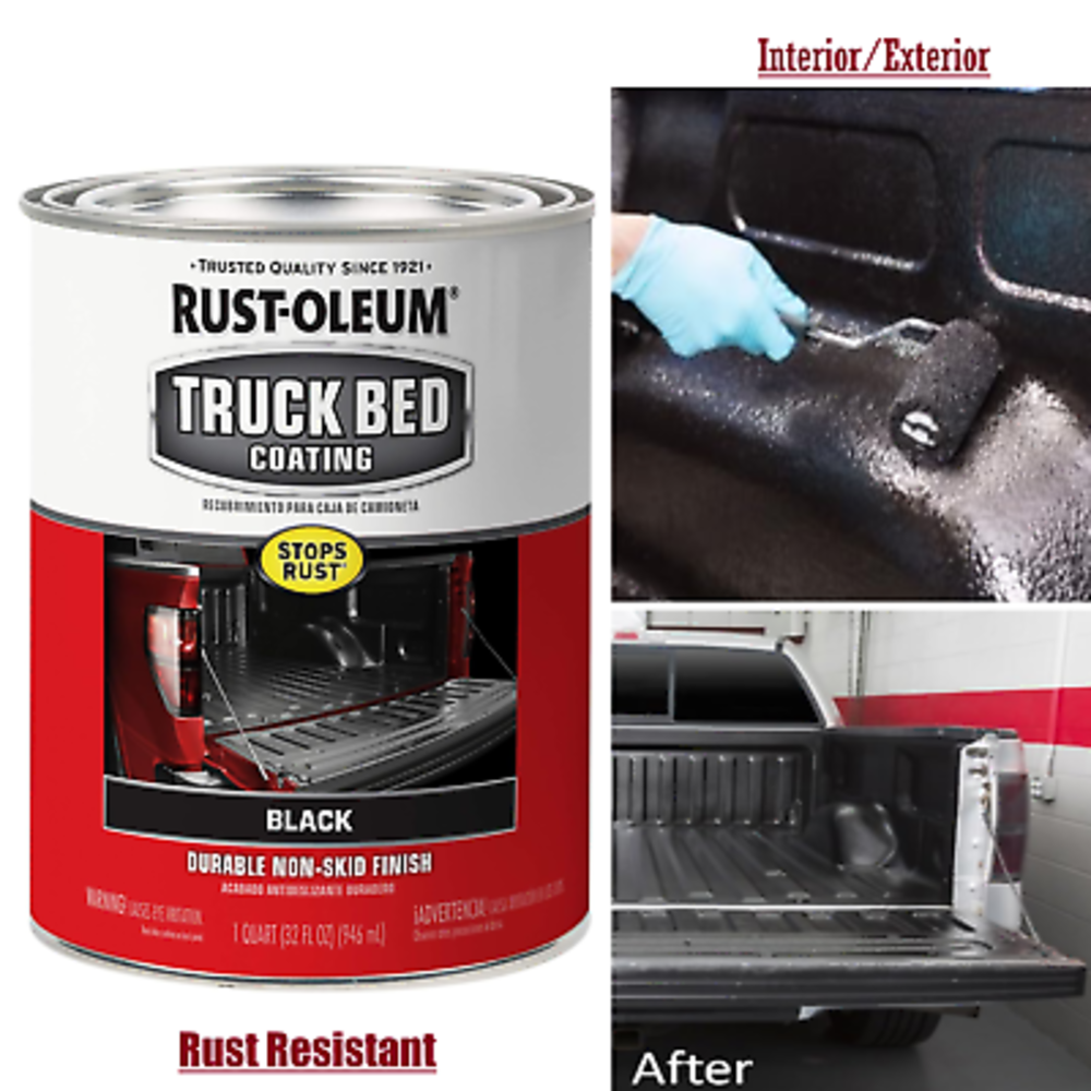 RustOleum Truck Bed Coating Brush or Roll On Liner Trailer Paint Black, 32FL Oz eBay