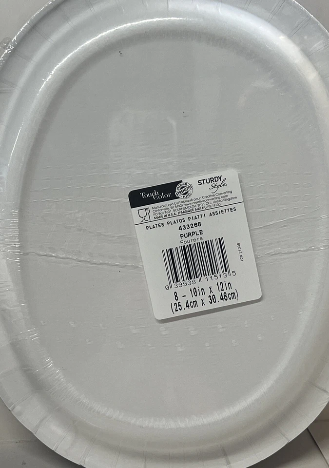 Platos de papel ovalados púrpura de 12 pulgadas 8 por paquete vajilla decoración fiesta suministros Foto 2 de 2