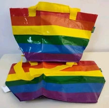 IKEA STORSTOMMA Small Pride Bag Rainbow Reusable Shopping Tote LGBTQ Set of 2