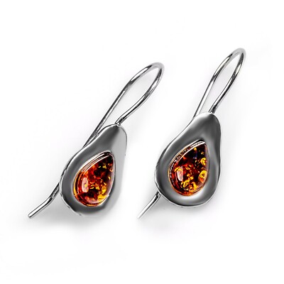 Avocado Ohrringe 925 Sterling Silber grüner Bernstein Obstschmuck vegan Geschenke
