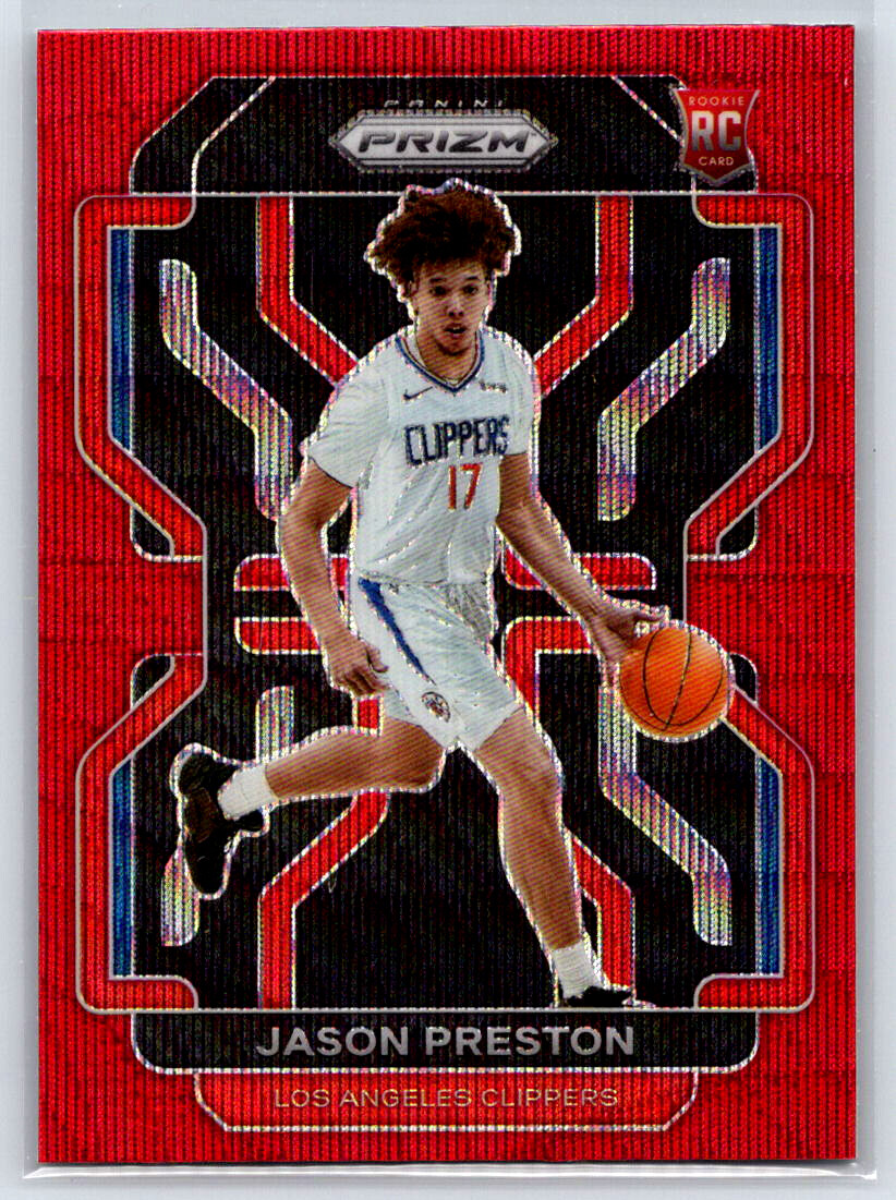 2021-22 Panini Prizm Jason Preston #327 Red and Gold Wave Los Angeles Clippers