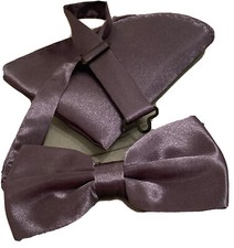 Bow tie and Pocket Square Set Satin Gray Color