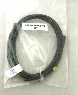 USB AM/MINI B 5 PIN 6 FOOT CABLE SHIELDED HI SPEED NEW OPEN PACKAGE