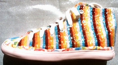 Rare NONAME Sequin Hippie Flower Power High Designer Sneakers