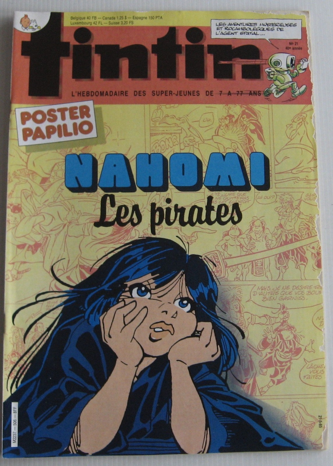 Tintin Journal No. 506 Nahomi the Pirates Poster Papilio/Cubitus/Alix 1985