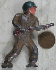 Vintage Barclay Pod Foot Soldier Charging Green Helmet