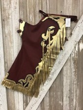 Western Brown Top Grain Leather Bull Riding Rodeo Chaps : 789