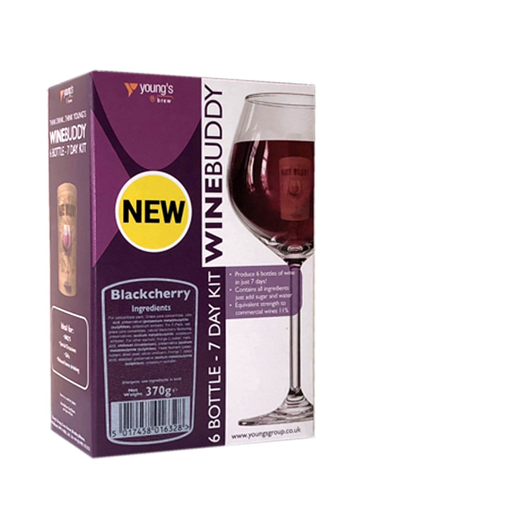 Youngs WineBuddy Fruit 6 Bottle Blackcherry Home Brew Wine Making Kit FreeP&PUK