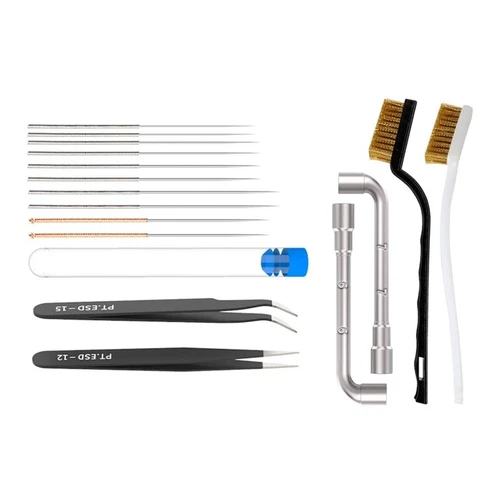 3D Printer DIY Brass Extruder Nozzles Cleaning Needles Brushes Wrench Set of 17