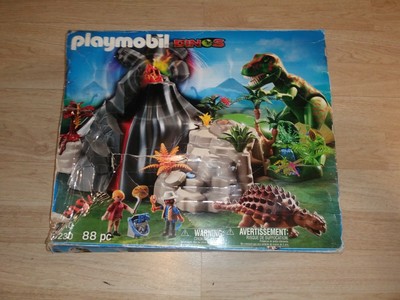 playmobil volcano with tyrannosaurus